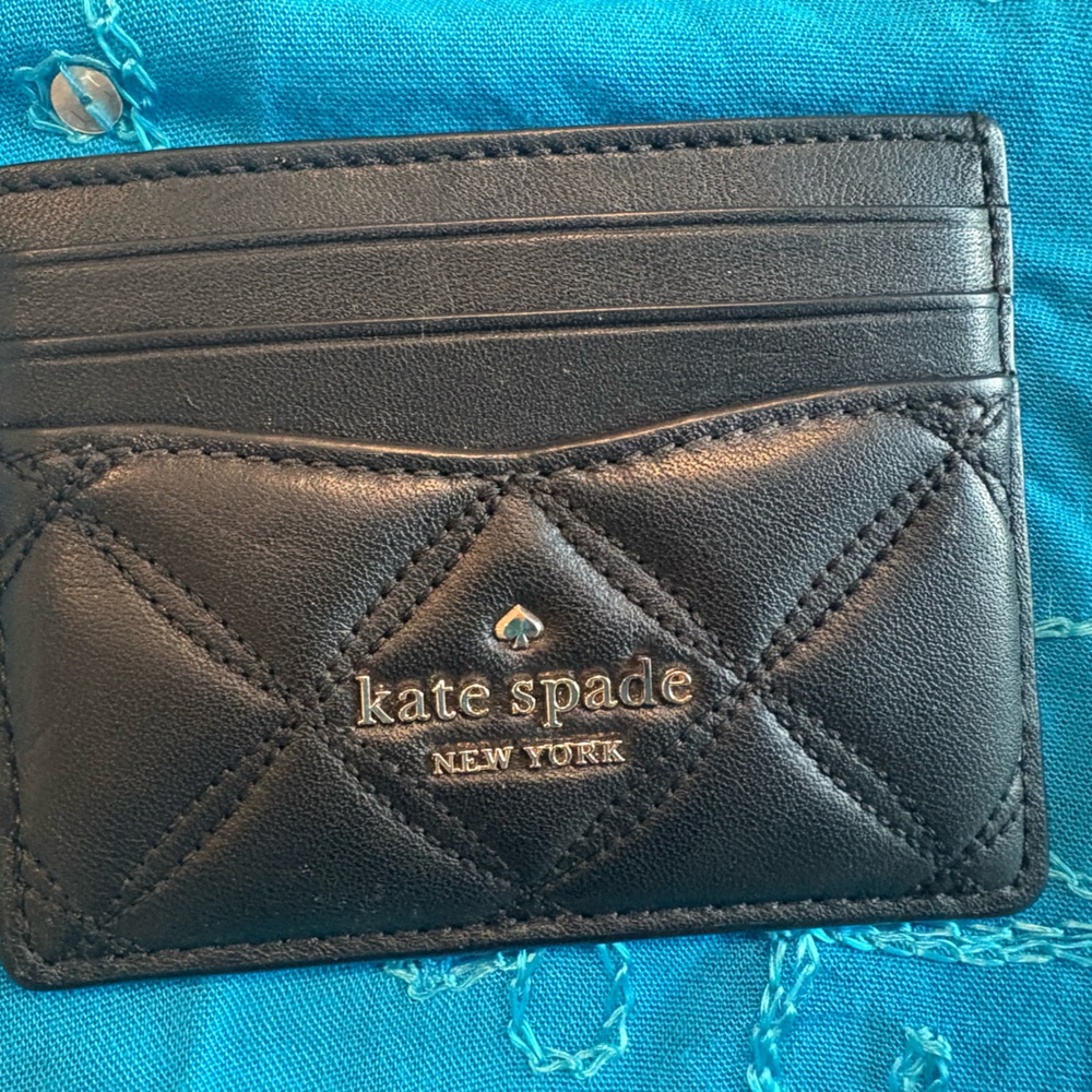 Kate Spade Black Quilted Leather Card Holder